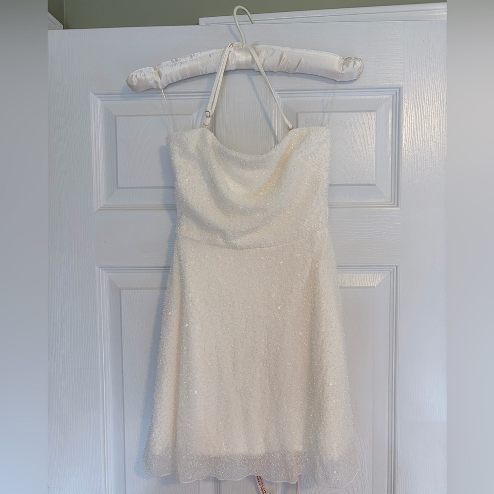 Oh Polly Embellished Multi Wear A-Line Mini Dress in White